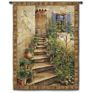 Steps to the Villa Small  34" High Wall Tapestry   #J8945