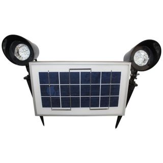 Set of 2 Solar Powered Black LED Garden Spotlights   #T4576