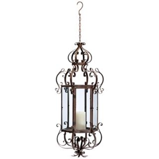 Casbah 40" High Iron and Glass Hanging Candle Holder   #V0569