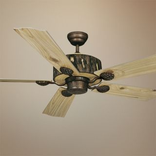 52" Vaxcel Log Cabin Weathered Patina Finish Ceiling Fan   #J2188