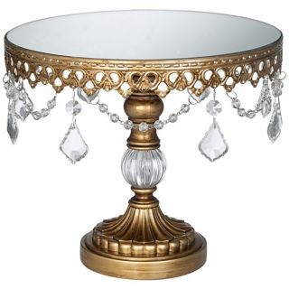 Antique Gold Beaded Large Cake Stand   #P1813