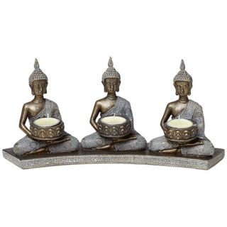 Buddha 3 tealight candle holder. Resin construction. Bronze finish