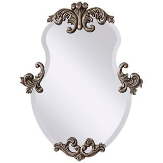 Murray Feiss Venice Silver 35" High Curved Wall Mirror   #X5734