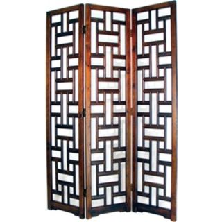 Sri Lanka Mahogany 3 Panel Wood Room Divider Screen   #H2274
