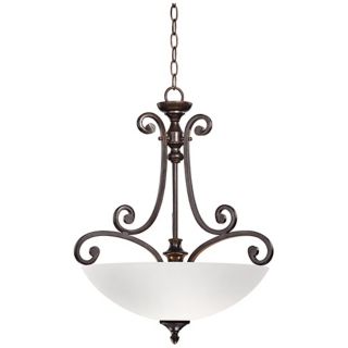 Lorain 13 Wide Bronze and Frosted Glass Swag Pendant Light   #W8358