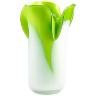 Andre Small Hot Green and Icy White Glass Vase   #V1367