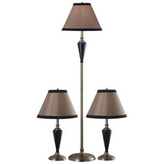 Set of 3 Hunley Bronze Floor and Table Lamps   #P0233