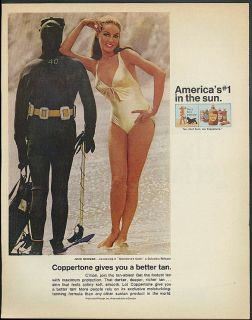 Julie Newmar for Coppertone Suntan Lotion Ad 1 1969
