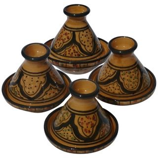Le Souk Ceramique Honey Design Set of 4 Mini Tagines   #X9787