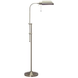 Brushed Steel Adjustable Pole Pharmacy Metal Floor Lamp   #P9579