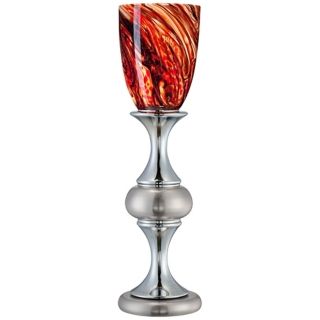 Chrome and Brushed Steel Art Glass Accent Lamp   #T9885
