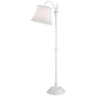 White Downbridge Floor Lamp with White Floral Trim Shade   #T5663