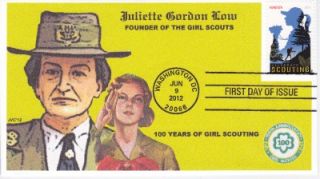 CACHETS   GIRL SCOUTS 100 YRS JULIETTE LOW FIRST DAY COVER FDC TOPICAL