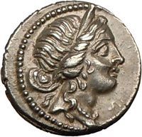 Julius Caesar. Silver Denarius, 47B.C. Venus/Aeneas carrying Anchises