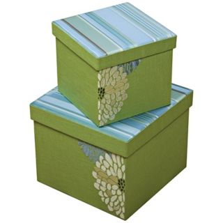 Set of 2 Fresca Square Embroidered Decorative Boxes   #V9916