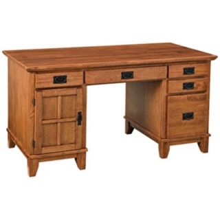 Arts & Crafts Cottage Oak Pedestal Desk   #U0416