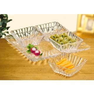 Set of 4 Square Bowls Alexandria Collection Crystal Server   #G5445