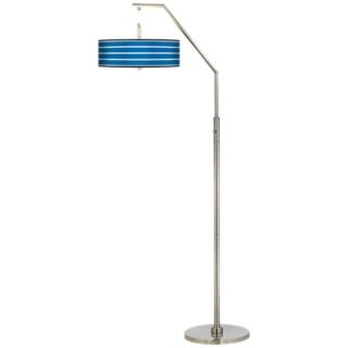 Bold Blue Stripe Giclee Shade Arc Floor Lamp   #H5361 H7329
