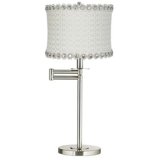 Cream and Metallic Jewel Brushed Nickel Swing Arm Desk Lamp   #41253 V3706