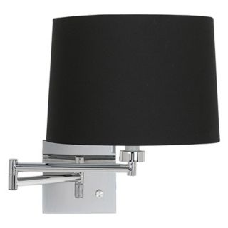Black Fabric Drum Shade Plug In Swing Arm Wall Lamp   #79404 88533