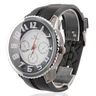 EUR € 8.64   Mannen Silicone Analoog Quartz Wrist Watch (Zwart