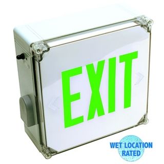 Wet Location Green LED Emergency Exit Sign with Battery   #54302