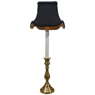 Antique Brass Black Shade Tall Candlestick Table Lamp   #P3275