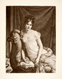 1897 Intaglio Print Juliette Adelaide de Recamier French Socialite