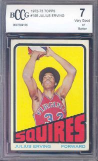 1972 73 Topps 195 Julius Erving RC Rookie BGS BCCG 7