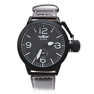 EUR € 18.76   mannen pu analoge mechanische trendy horloge (zwart