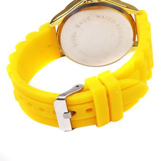 USD $ 5.79   Fashionable Quartz Wrist Watch with Yellow Silicone Band