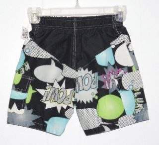 Jumping Beans Sz 4 s Black Comic Phrase Lined Swimming Trunks Board