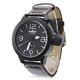 EUR € 18.76   mænds pu analog mekanisk fashionable ur (sort