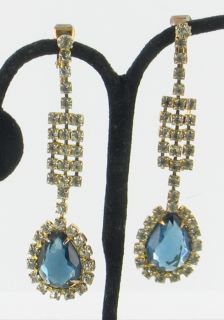 Vintage Gorgeous Juliana Blue RS Drop Earrings Fab