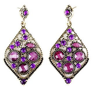 EUR € 2.93   Resina Roxo pontas Gem studded brincos ocos, Frete