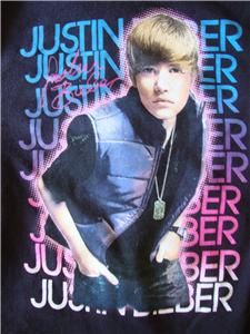 Girls Justin Bieber Zip Up Black Hoodie Sweater Jacket Clothes L 10 12