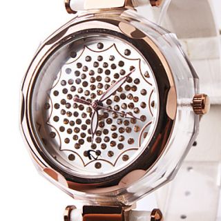 USD $ 14.99   Fashionable PC Quartz Wrist Watch with White Leather