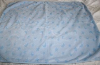 Just Born Light Blue Plush Baby Blanket Stars Moon 37 x 29 Soft