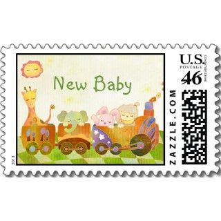 Baby Animals on Choo Choo Train New Baby Postcard