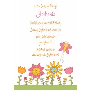 Cute butterfly flowers birthday party invitation invitation
