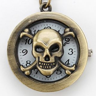 Unisex Hollow Skull Heads Alloy Analog Quartz Keychain Watch (Bronze