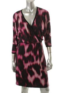 Karen Kane Pink Printed Surplice Dolman Sleeve Wear to Work Dress M