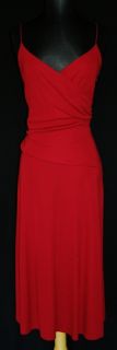 ANN TAYLOR Deep Red Wrap Bodice Jersey Slip Dress 12 NWT NEW Stretch