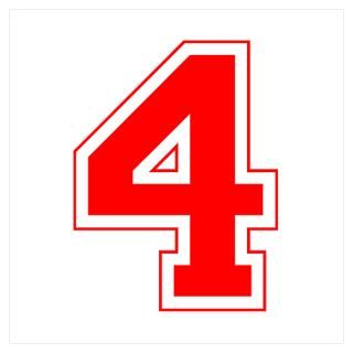 Wall Art  Posters  Varsity Font Number 4 Red Poster