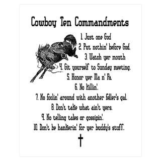 Wall Art  Posters  Cowboy Ten Commandments Poster