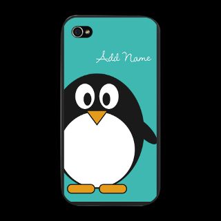 Add Name Gifts  Add Name iPhone Cases  Cute Penguin Teal iPhone