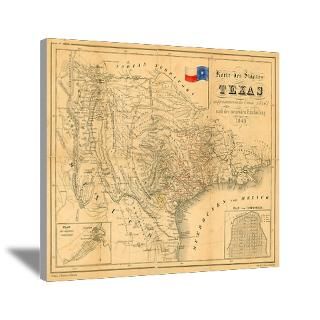 Wall Art  Canvas Art  1849 antique Map of Texas