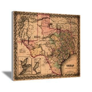 Wall Art  Canvas Art  Antique Map of Texas Canvas