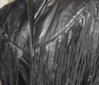 Vintage 80s Karen Okada David Howard Climax Black Leather Fringe