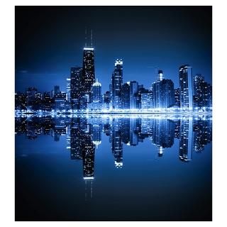 Wall Art  Posters  Chicago skyline by night Poster